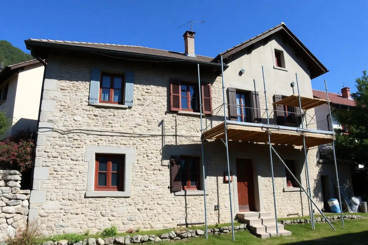 Edificio in pietra ristrutturato con nuovo tetto